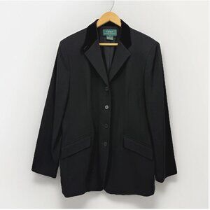 Vintage Ralph Lauren Equestrian Blazer Worsted Wool Velvet Collar Old Money